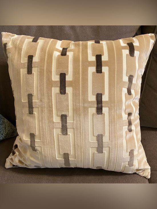 Other - 4 Pillow Covers 18x18 Textured Velvet Geometric Pattern Cream Beige Brown Coffee